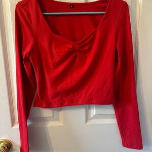 Amazon Red Long Sleeve Crop Top